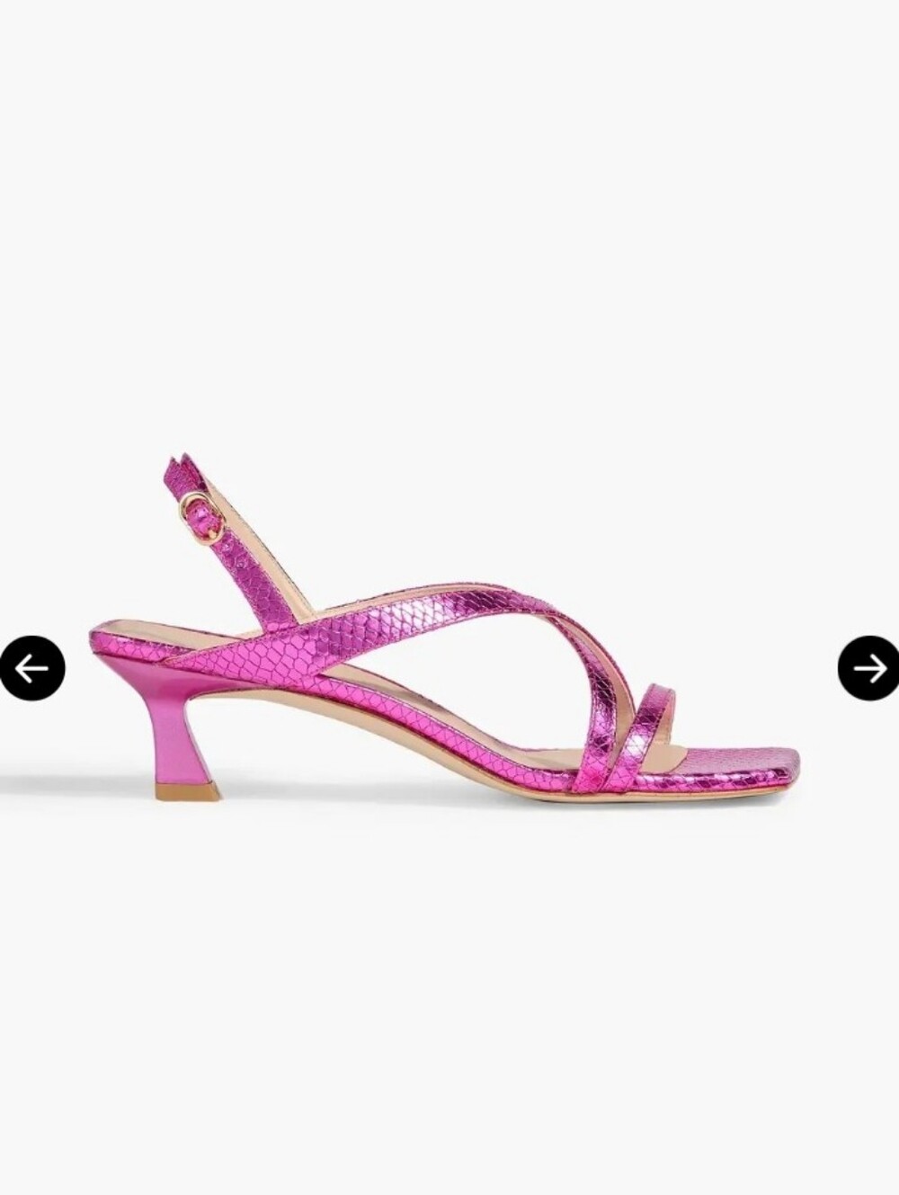 Stuart Weitzman Oasis 50 Fuchsia Snake Effect Leather Sling Back Size 8.5B NWT - Picture 2 of 8